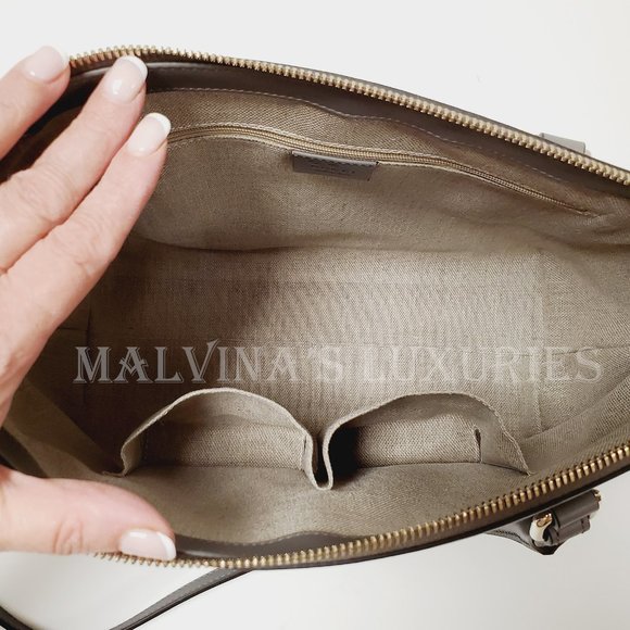 GUCCI BAG 449656 GRAY MICROGUCCISSIMA GG LOGO LEATHER TOTE w STRAP MEDIUM - Picture 12 of 16